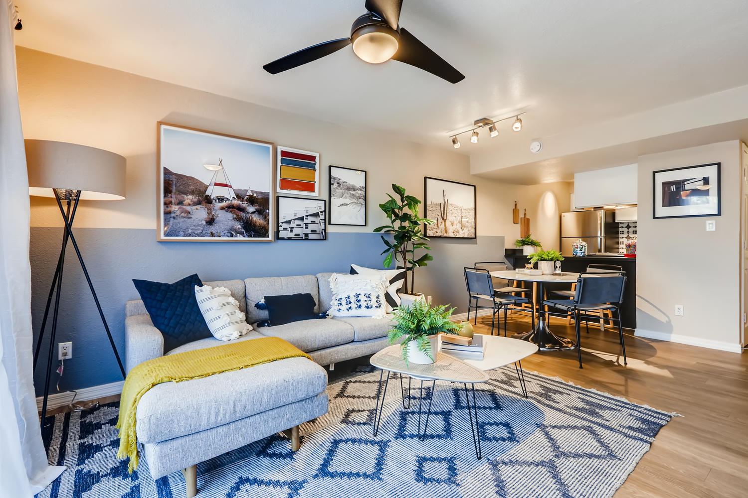 Living Room with view into dining room and kitchen