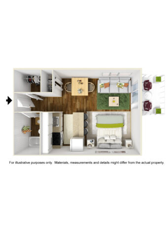 1 bed 1 bath studio